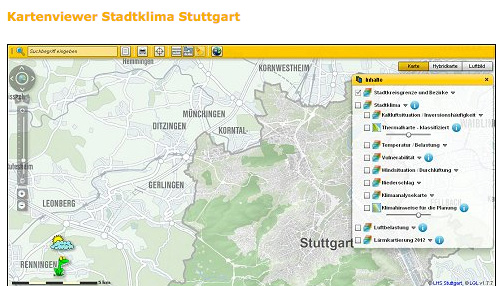 ScreenShot Kartenviewer Stadtklima Stadt Stuttgart